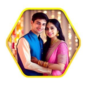 premium acrylic photo frame with golden slim border – hexagon shape | customized picture frame | modern home decor gift