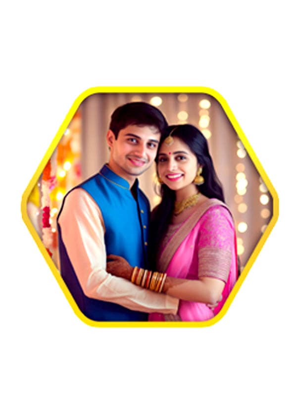 premium acrylic photo frame with golden slim border – hexagon shape | customized picture frame | modern home decor gift