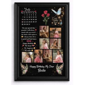 8 Photo and date frame & Quote Birthday Gift Frame