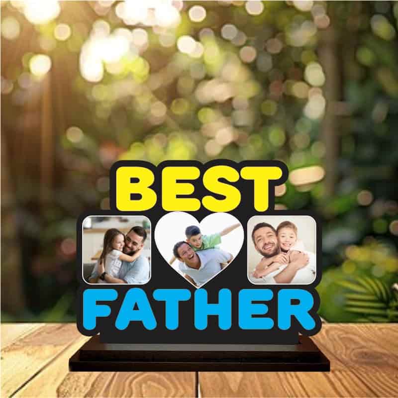 best father mdf table top frame personalized photo cutout with 3 photo