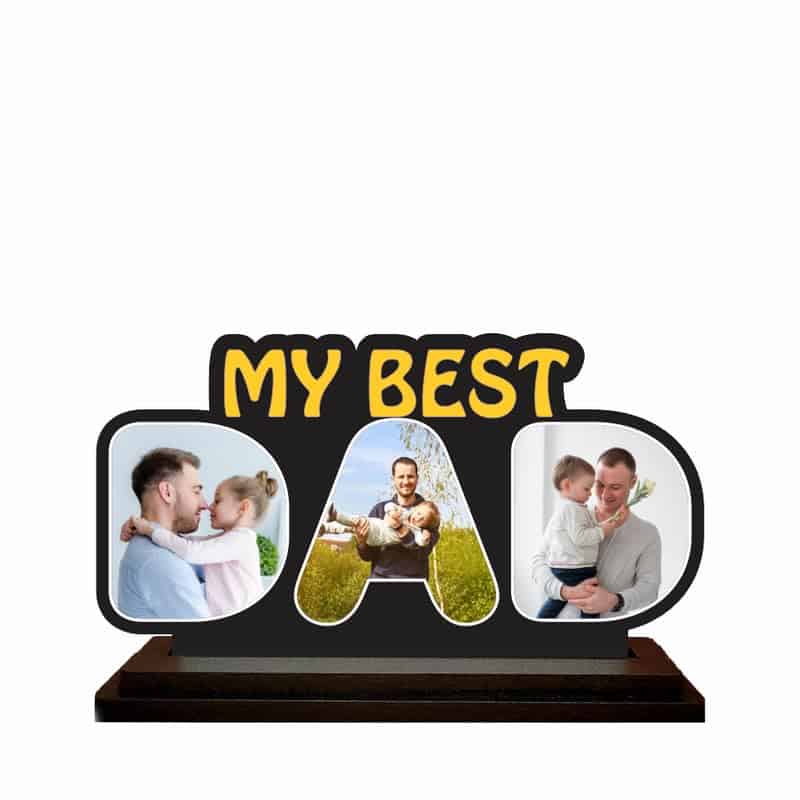 my best dad mdf photo frame table top custom cutout with 3 photos