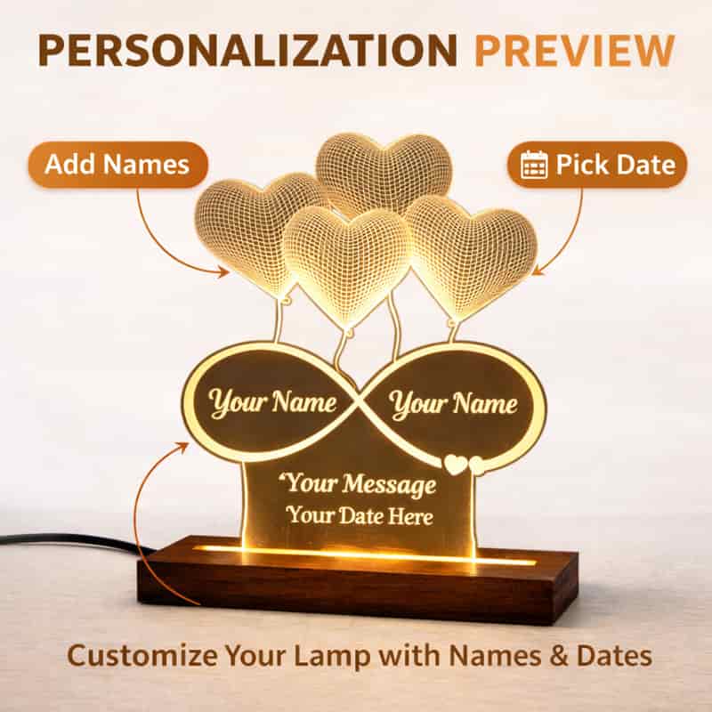 personalized acrylic led name lamp with wooden base