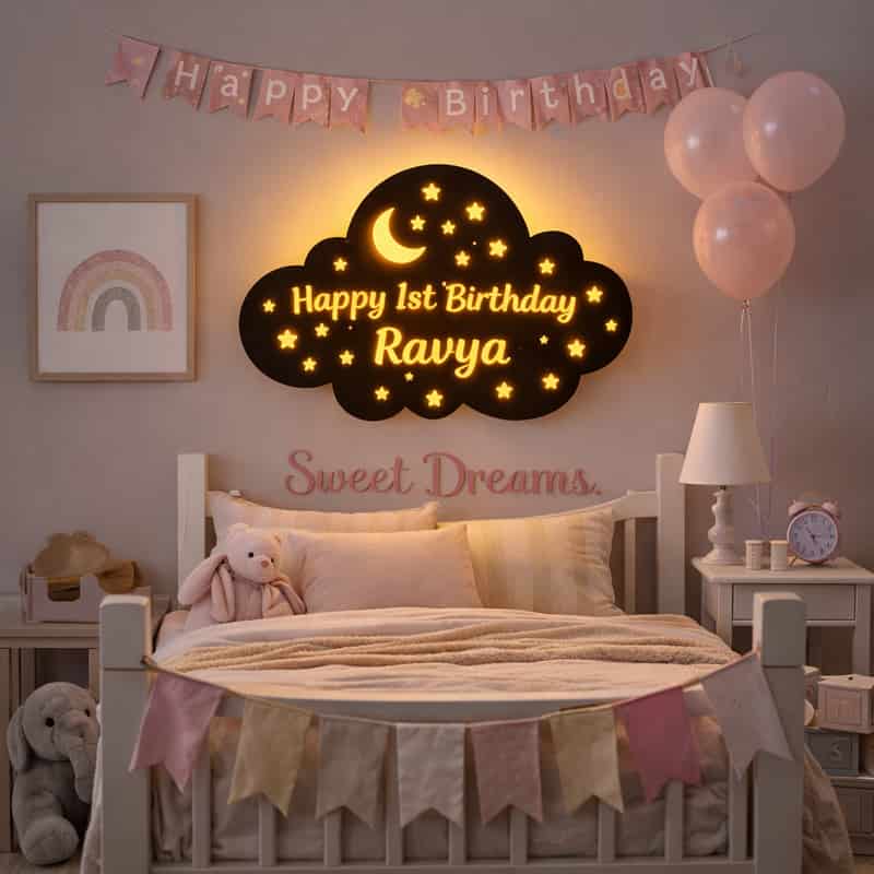 personalized led cloud name light for bedroom wall decor