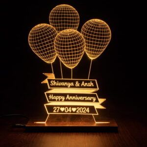 personalized led acrylic balloon lamp with wooden base