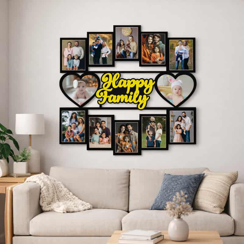 happy family photo collage wall