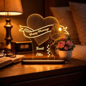 personalized acrylic led heart lamp
