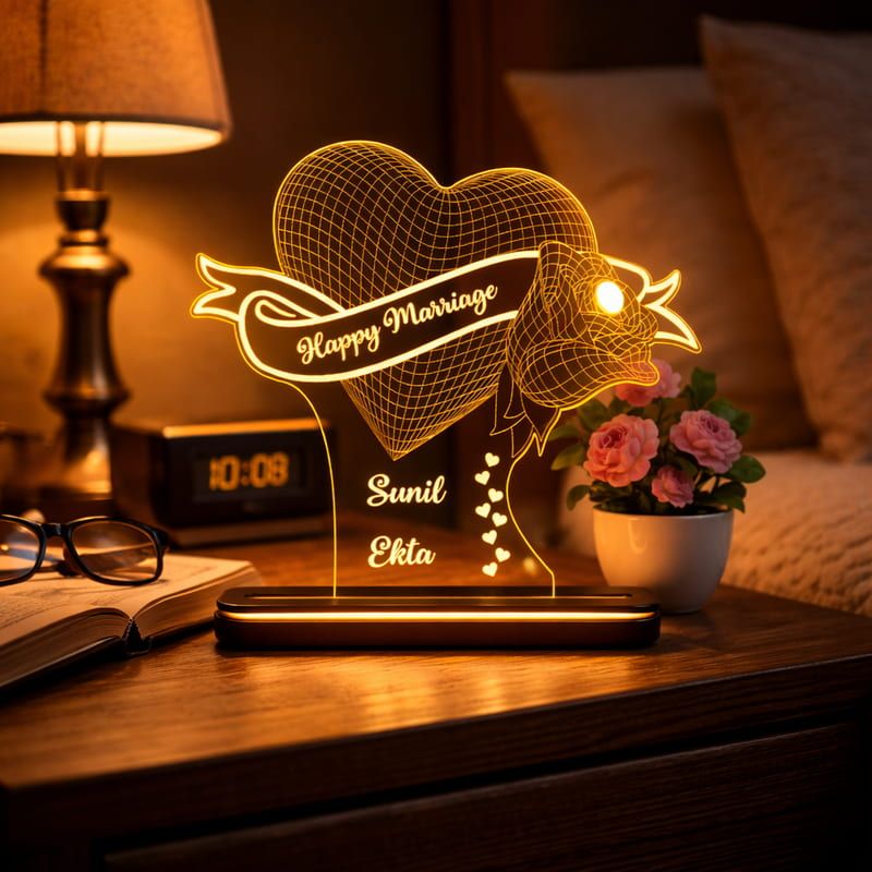 personalized acrylic led heart lamp