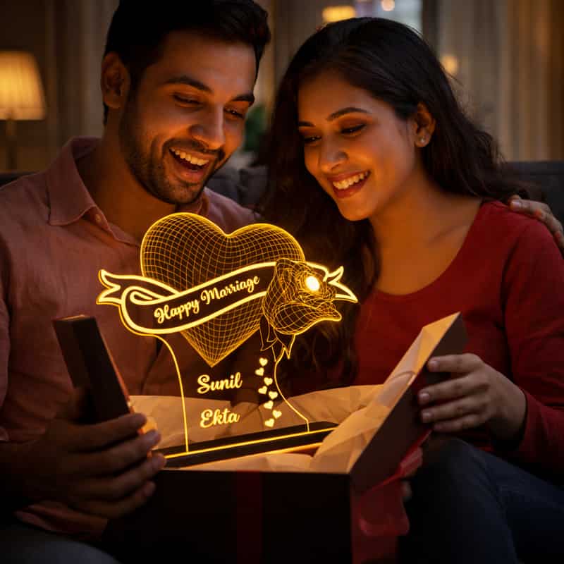 personalized acrylic led heart lamp