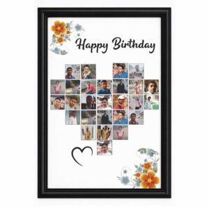 heart shape happy birthday frame